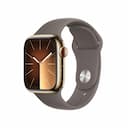 Apple Watch Series 9 (LTE) 41mm Viền Thép, Dây Cao Su Chính Hãng S/M - Gold - Clay