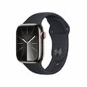 Apple Watch Series 9 (LTE) 41mm Viền Thép, Dây Cao Su Chính Hãng S/M - Graphite - Midnight