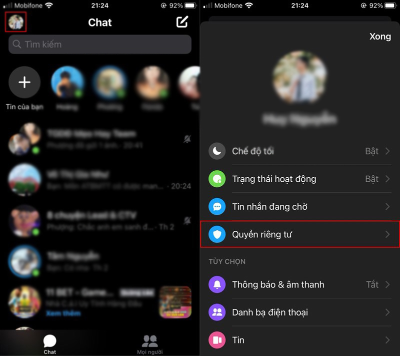 Cách bật tính năng bảo mật trên Messenger