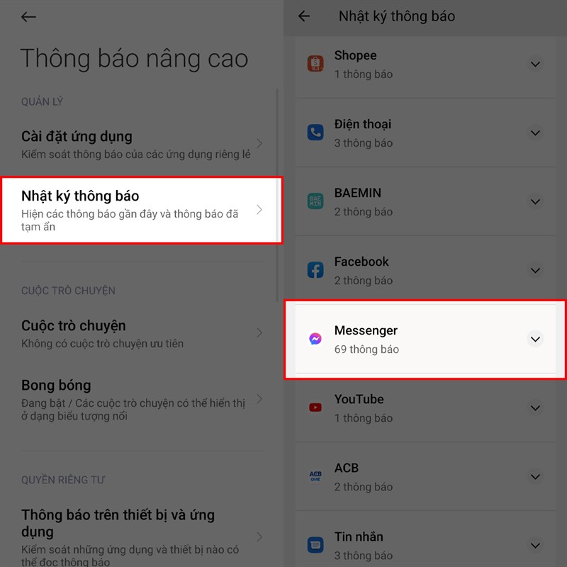 Cách xem tin nhắn thu hồi Messenger trên điện thoại Xiaomi