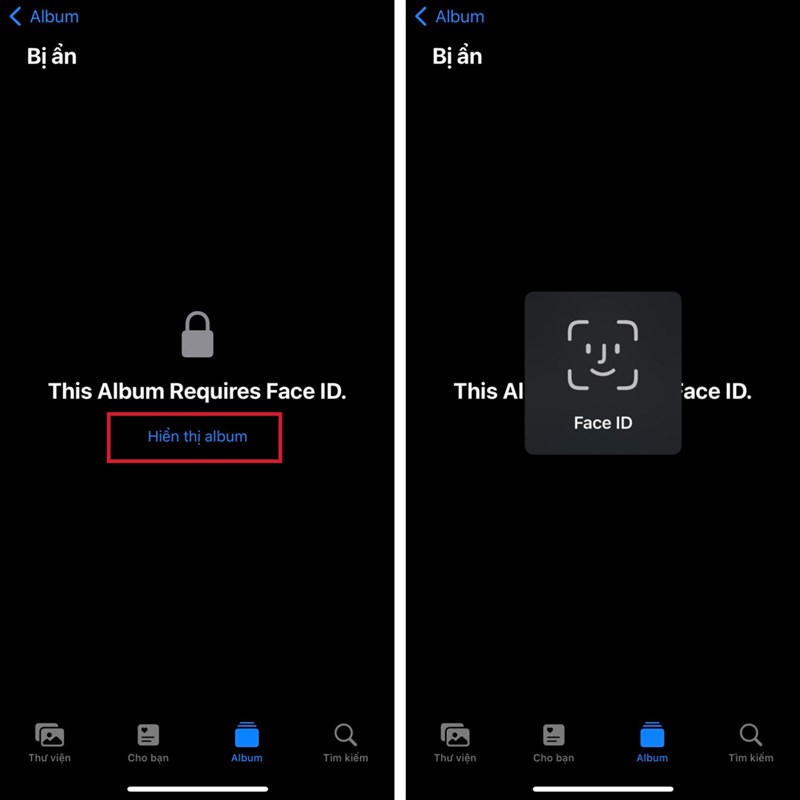 Cách khóa album ảnh bằng Face ID trên iPhone