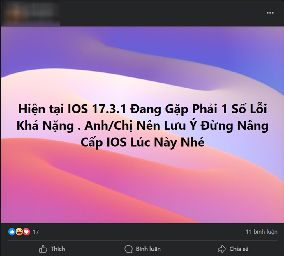 Khuyến cáo dừng cập nhật iOS 17.3.1 vì gặp quá nhiều lỗi