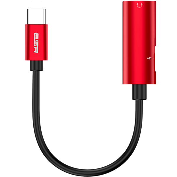 Hub ESR 2 In 1 Type-C To Headphone  3.5 Red