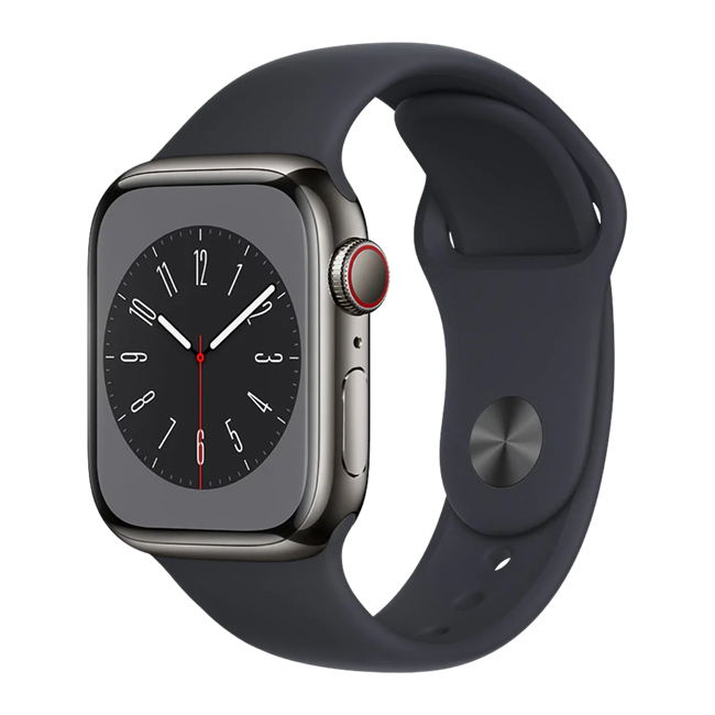 Apple Watch Series 8 (LTE) 41mm Viền Thép, Dây Cao Su Chính Hãng