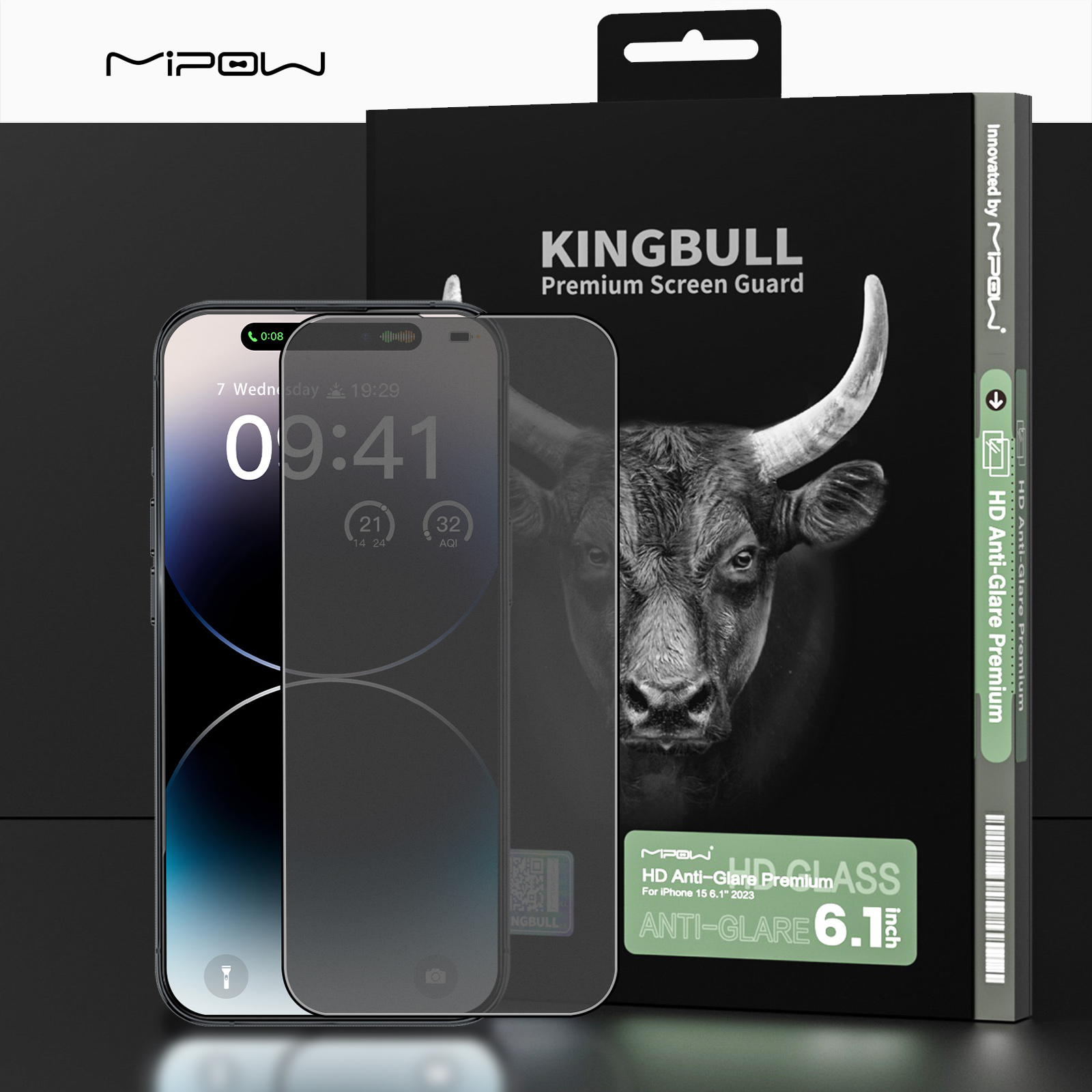 Cường Lực Mờ Chống Vân Tay Mipow Kingbull iPhone 15