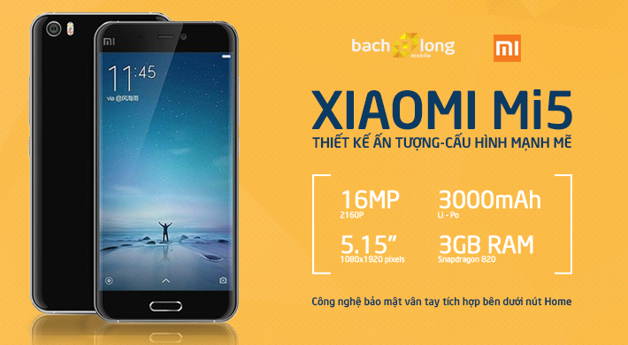 Xiaomi Mi 5 Rom 32GB Ram 3GB mới 100%
