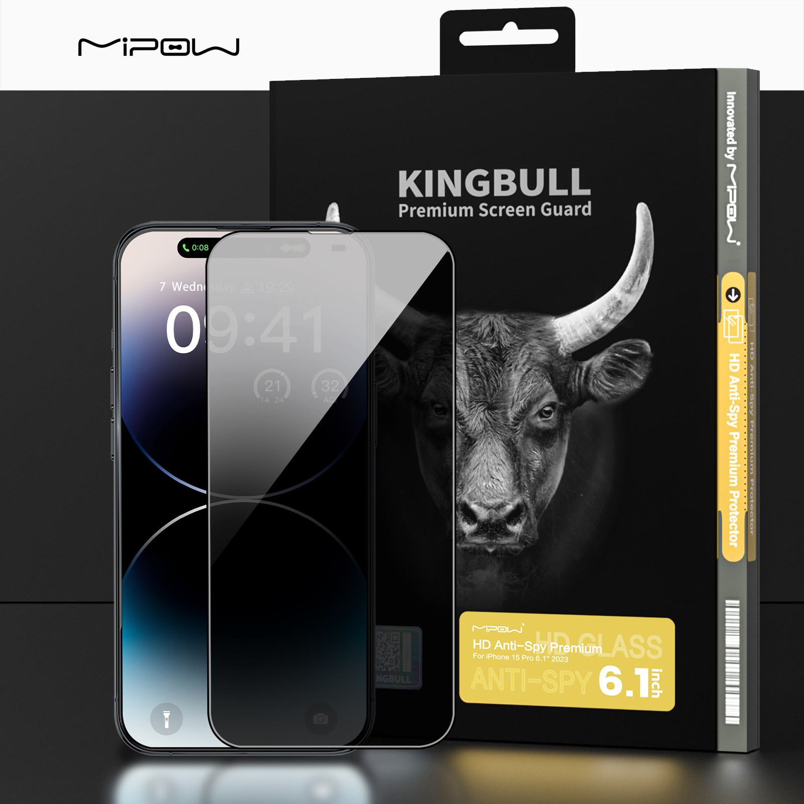 Cường Lực Chống Nhìn Trộm Mipow Kingbull IPhone 15 Pro 